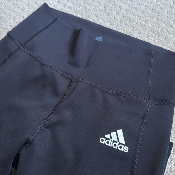 Adidas aeroready buttery soft black leggings with white side stripe size small - Picture 3 of 4
